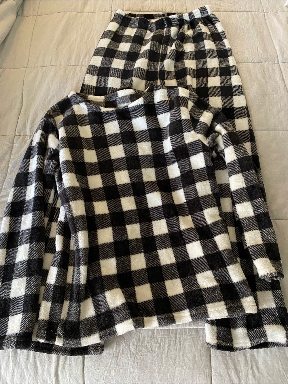 Cozy Black & White Buffalo Plaid Kids Pajama Set